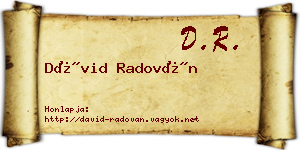 Dávid Radován névjegykártya